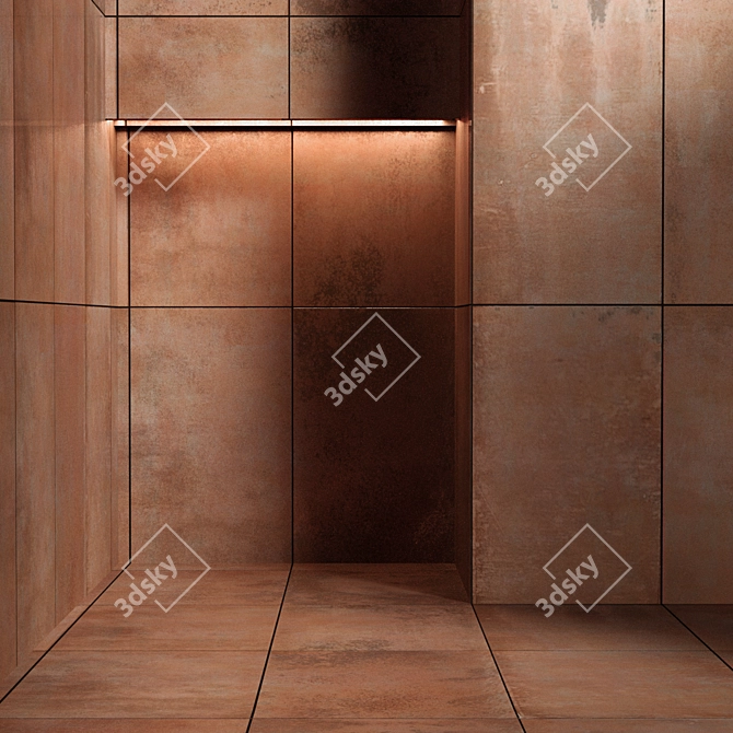 Seamless Corten Steel Texture 3D model image 2