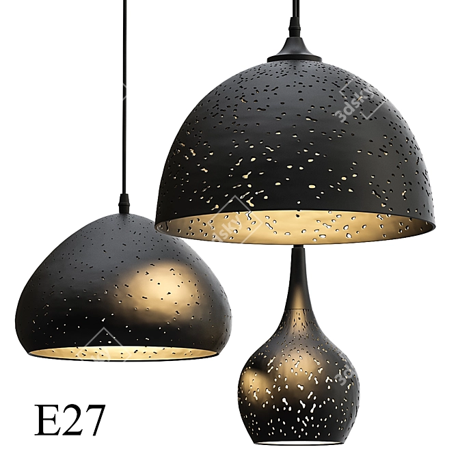 Vintage Rustic Industrial Pendant Light 3D model image 1