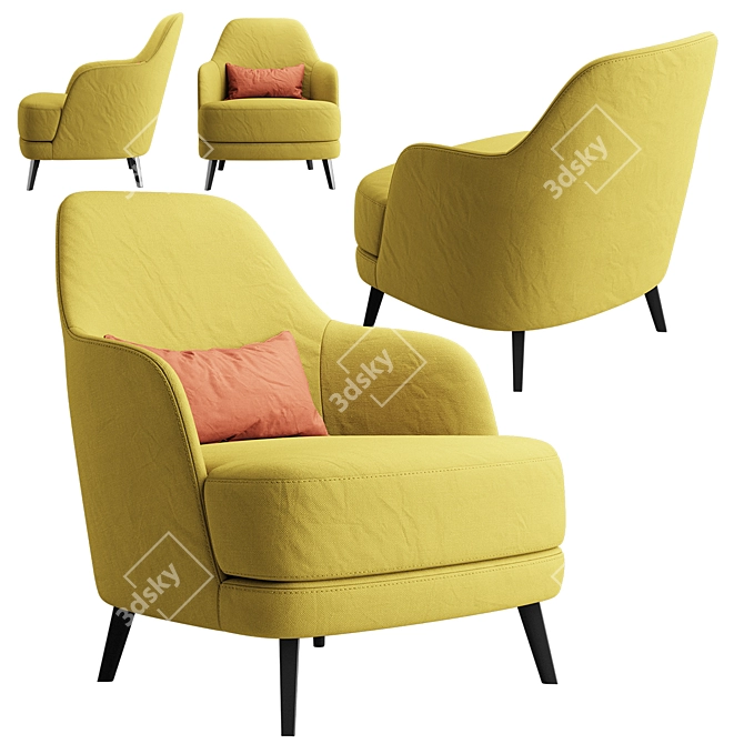 Elegant Poli Armchair 3D model image 1