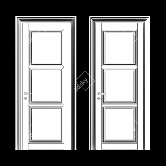 Sleek Volhovec CENTRO Door Set 3D model image 4