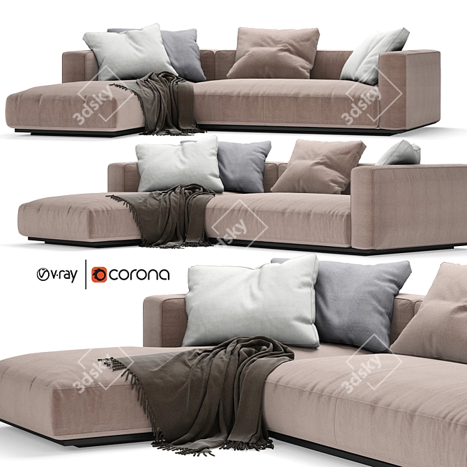 Stunning Grandemare Sofa: 270x205cm 3D model image 1