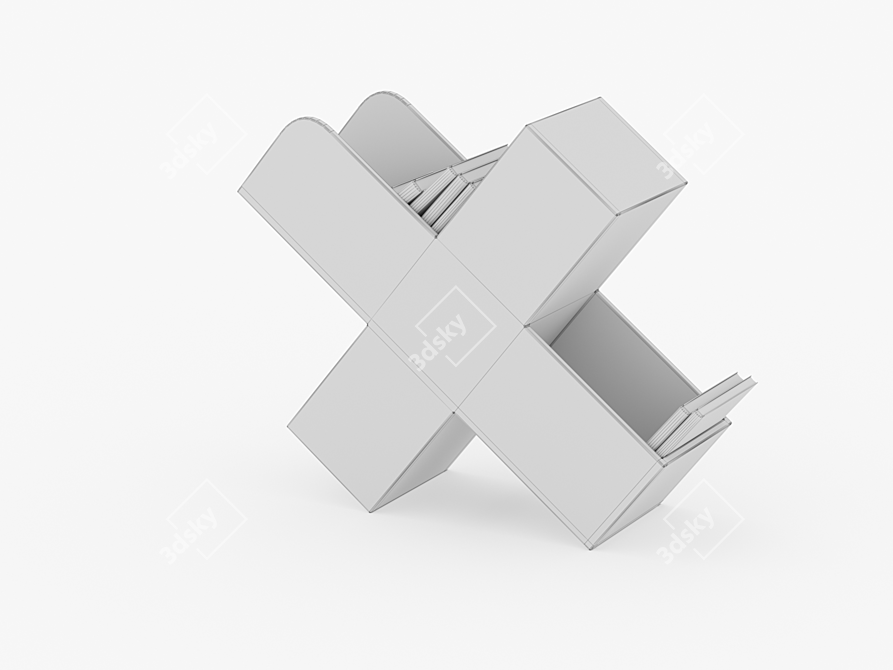 Crate & Barrel White Book Caddy: Stylish and Functional 3D model image 3