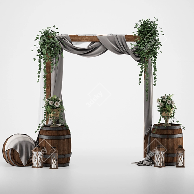 Elegant Floral Wedding Arch 3D model image 1