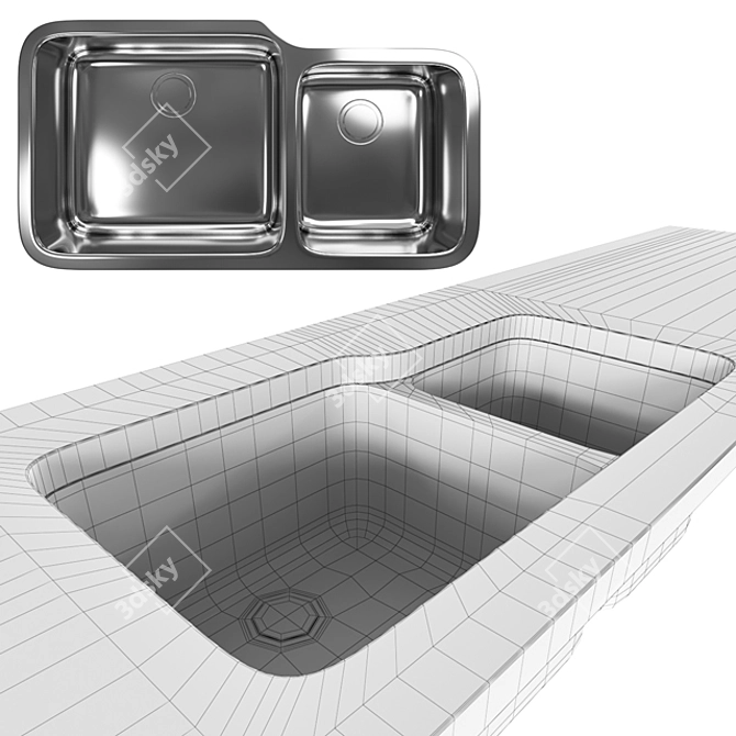 Franke GAX 120 Undermount Sink 3D model image 2