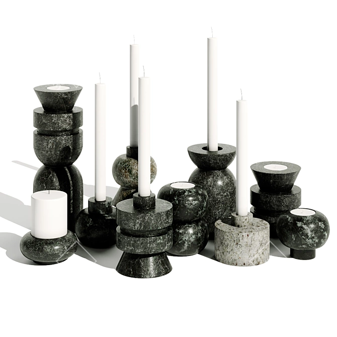 Geometric Rock Candle Holder 3D model image 1