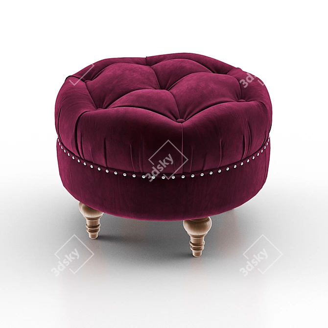 Elegant Tufted Velvet Ottoman 3D model image 3