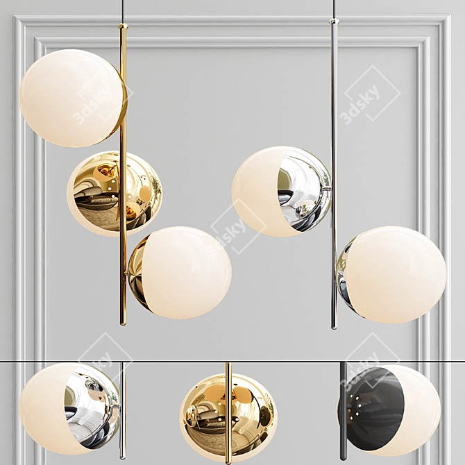 Modern Linear Chandelier: Yearby 2,3-Light Sputnik 3D model image 1
