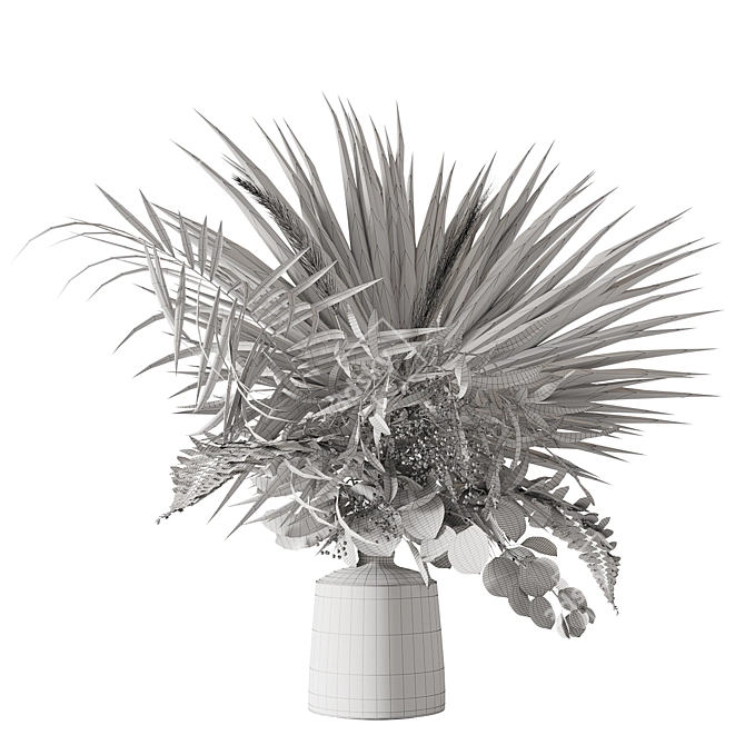 Tropical Green Oasis: Palms & Bouquet 3D model image 4