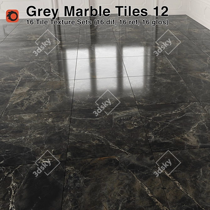 Marble Gray Tiles - High Quality 3D model image 1