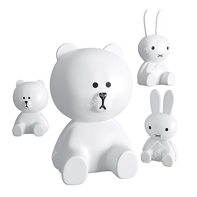 Mr Maria Lamp Collection: Miffy & Brown Bear 3D model image 1