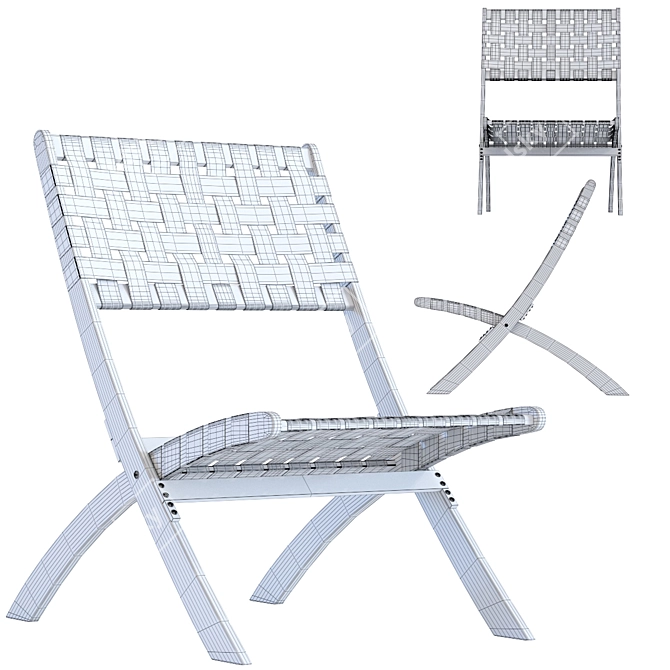 Scandi Style Folding Chair 3D model image 2