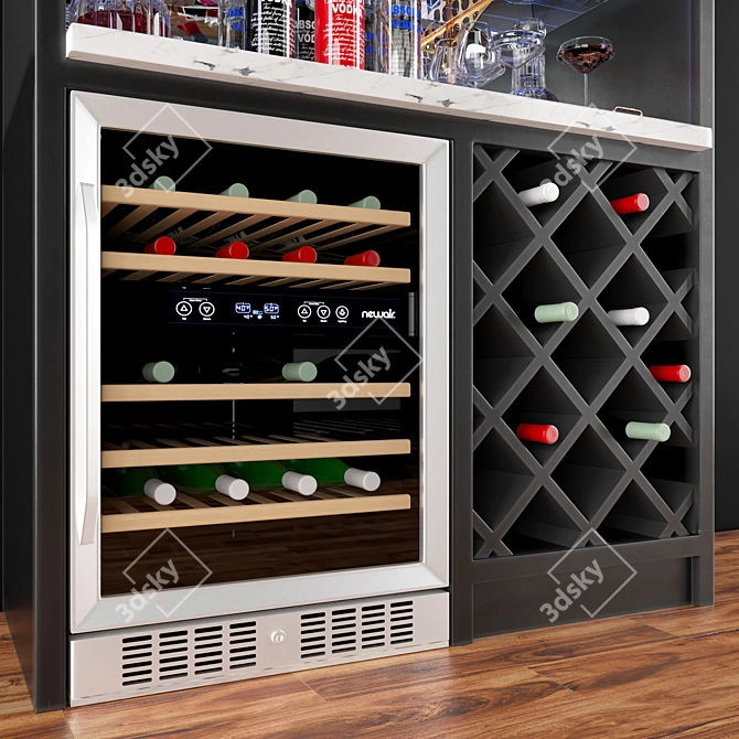 Stainless Wine Bar Closet with Coolers 3D model image 3