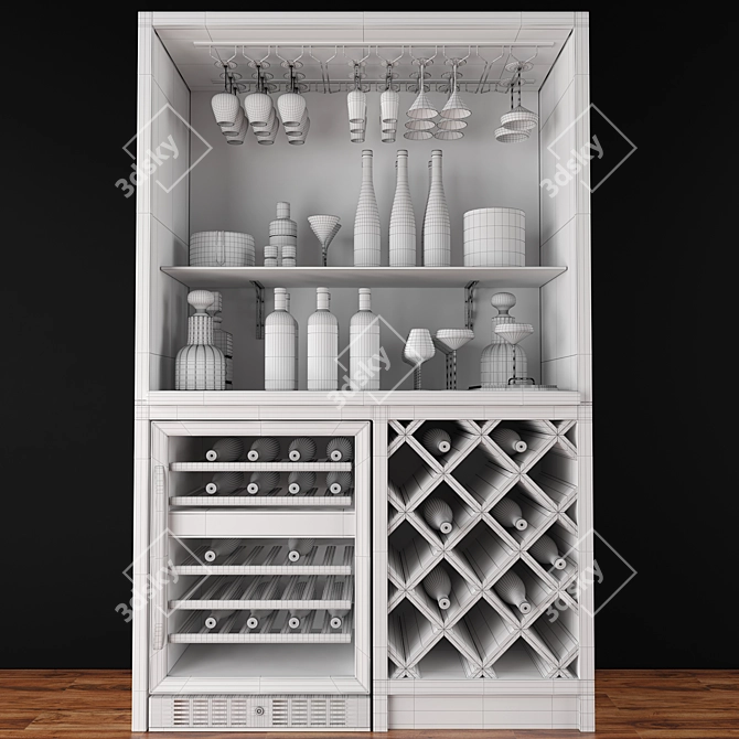 Stainless Wine Bar Closet with Coolers 3D model image 4