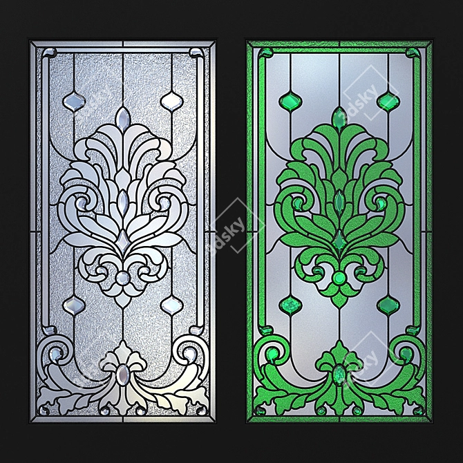 Elegant Stained Glass Window 3D model image 1