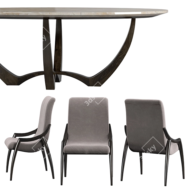 Bizzotto Symphony Oval Table & Chair 3D model image 2