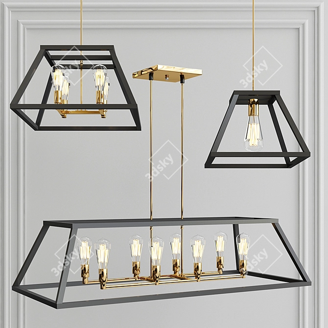 Geometric Glow: Shisler Chandelier 3D model image 1