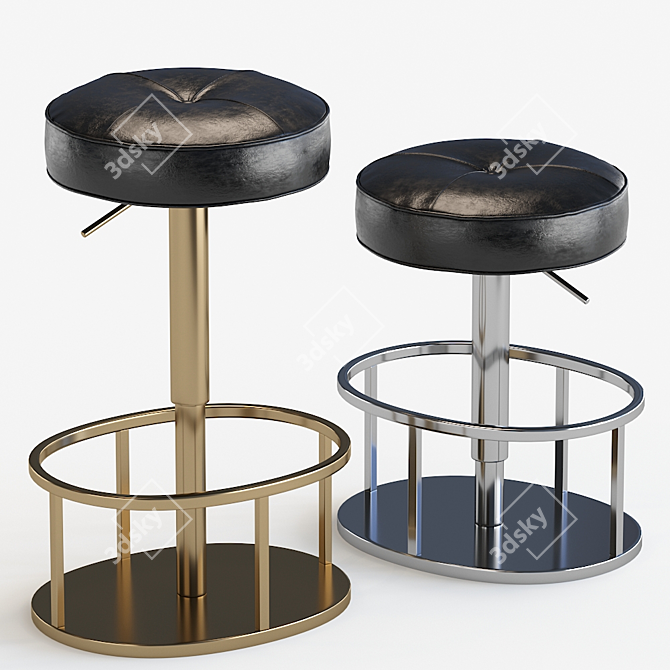 Thibault Black Leather Bar Stool 3D model image 1