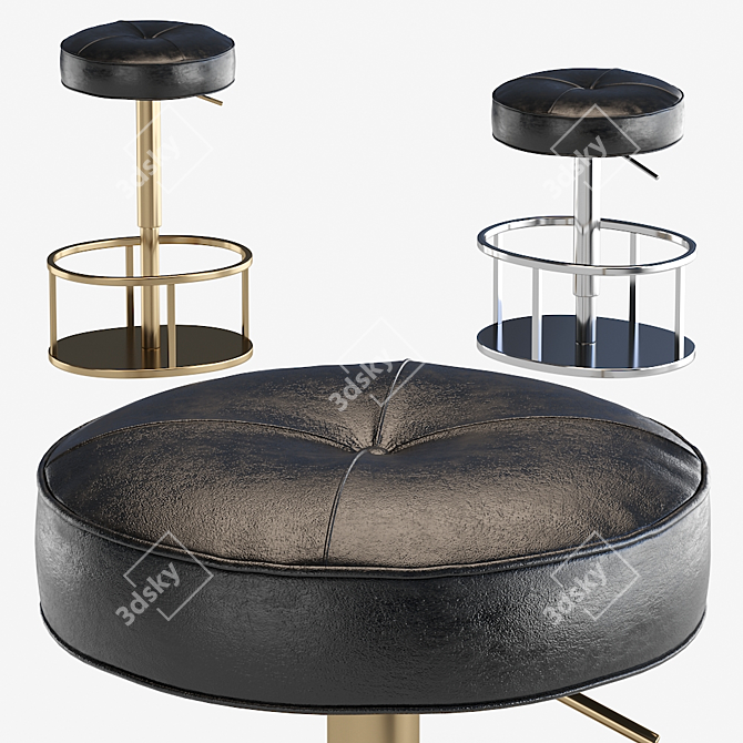Thibault Black Leather Bar Stool 3D model image 2