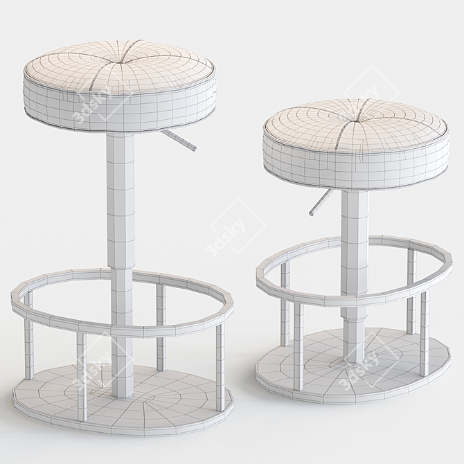 Thibault Black Leather Bar Stool 3D model image 3