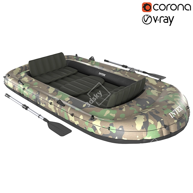 Intex War Boat: Versatile Watercraft for Epic Adventures 3D model image 1
