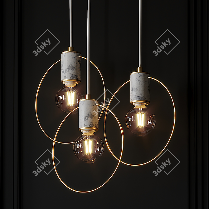 Sleek Geometric Pendant Light 3D model image 2