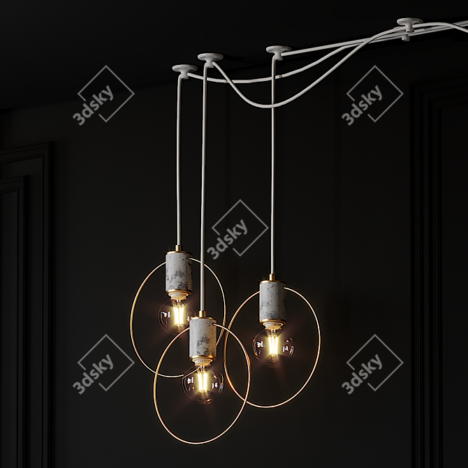Sleek Geometric Pendant Light 3D model image 3