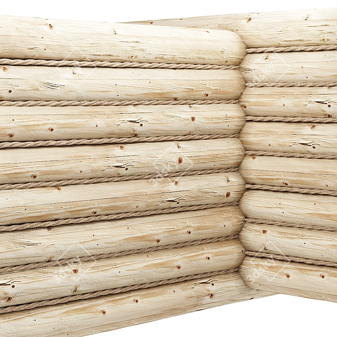 Rustic Log with Jute Rope 3D model image 1