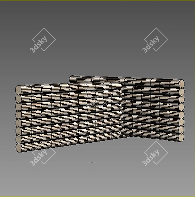 Rustic Log with Jute Rope 3D model image 2