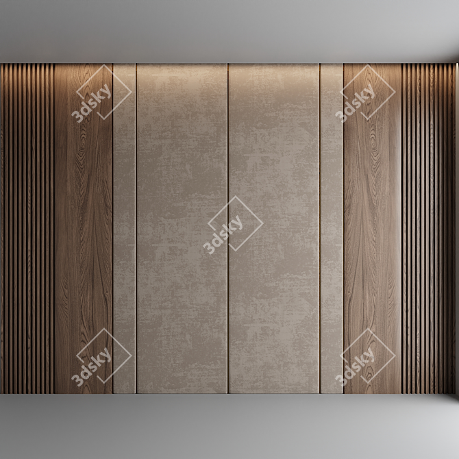 Luxury Wood Veneer Panel Set 3D model image 1