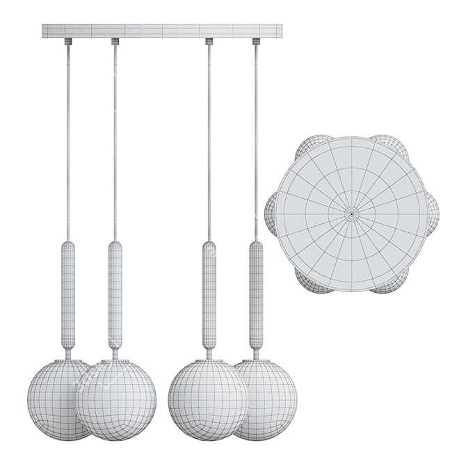 RAFFIN 6 Pendant Glass Lamp 3D model image 4