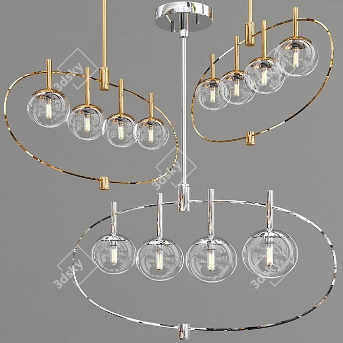 Modern Sleek Bynoe 4-Light Pendant 3D model image 1