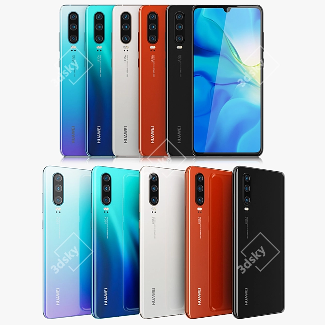 Huawei P30: A Colorful Android Experience 3D model image 2