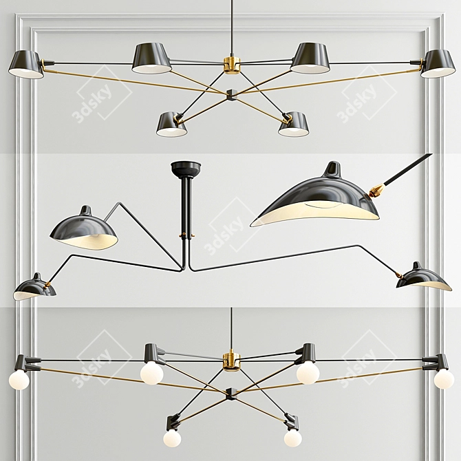 Sleek Chandelier Collection - 3 Variants 3D model image 1