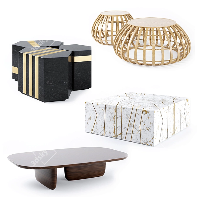 Elegance in Simplicity: Coffee Tables Set 3D model image 1