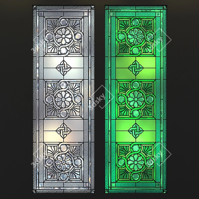 Elegant Stained Glass Window 3D model image 1