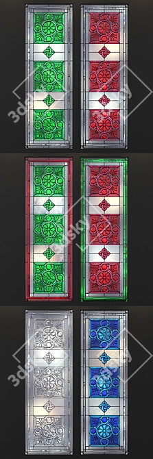 Elegant Stained Glass Window 3D model image 2