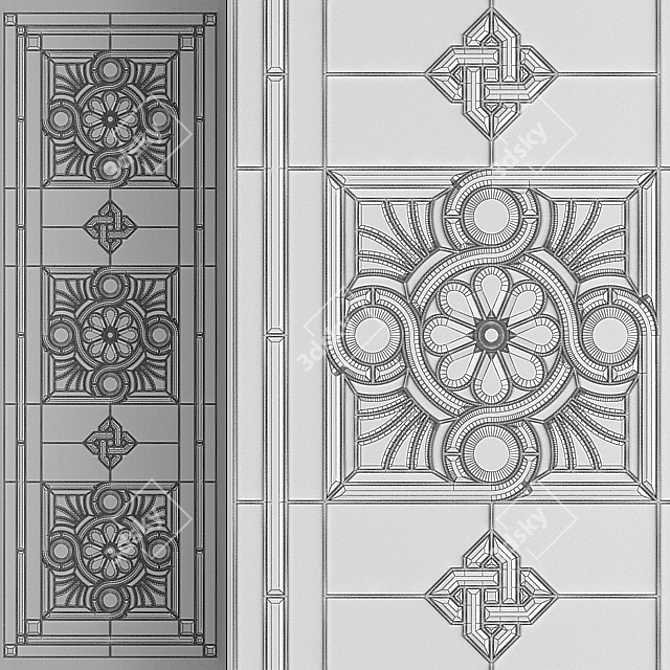 Elegant Stained Glass Window 3D model image 3