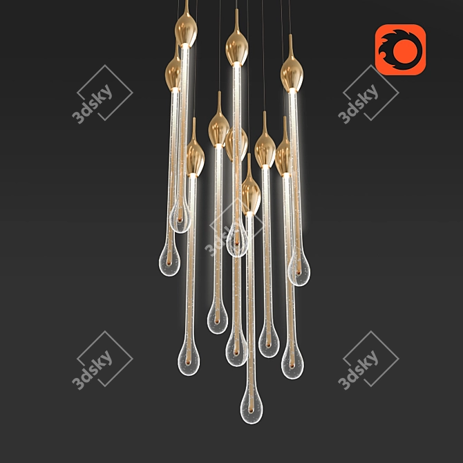 Elegant Murano Glass Chandelier 3D model image 2