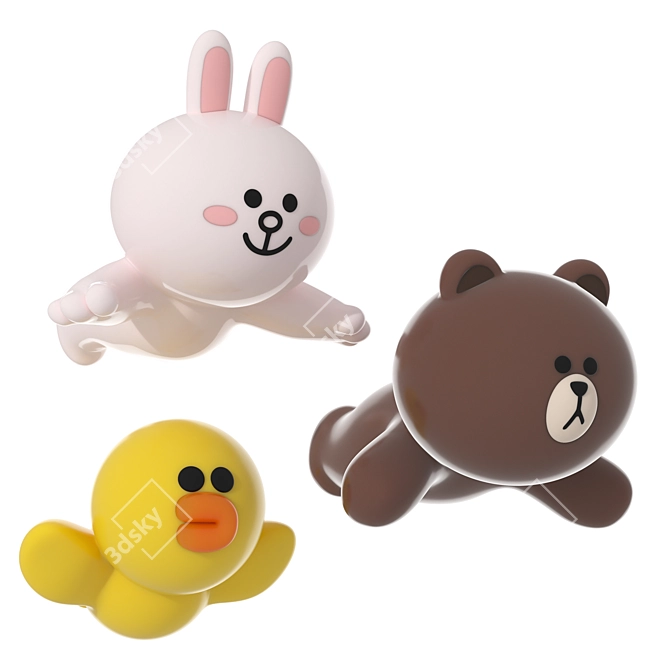 LineFriends Plush Toy: Adorable & Authentic 3D model image 1