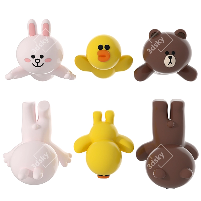 LineFriends Plush Toy: Adorable & Authentic 3D model image 3