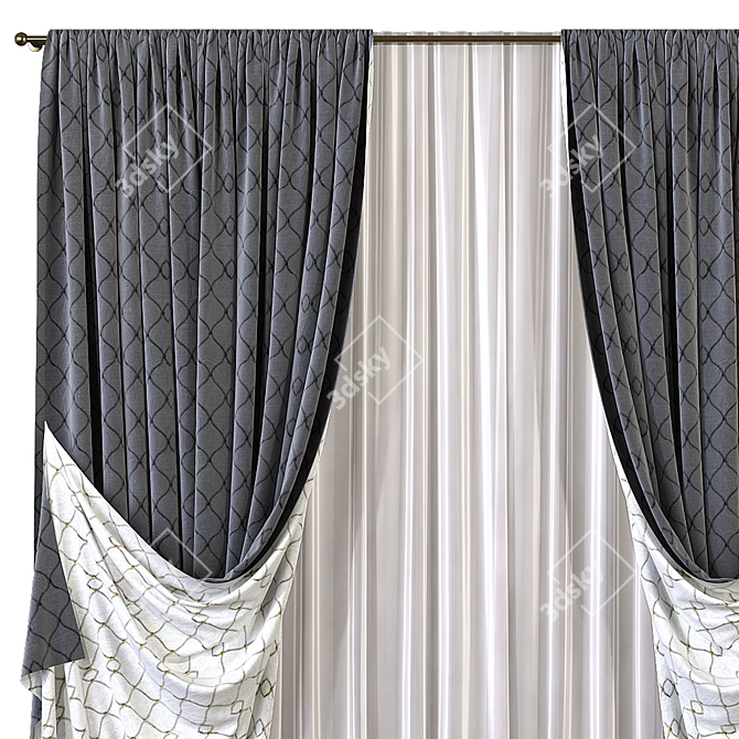 Elegant Drapes - Curtain 572 3D model image 2