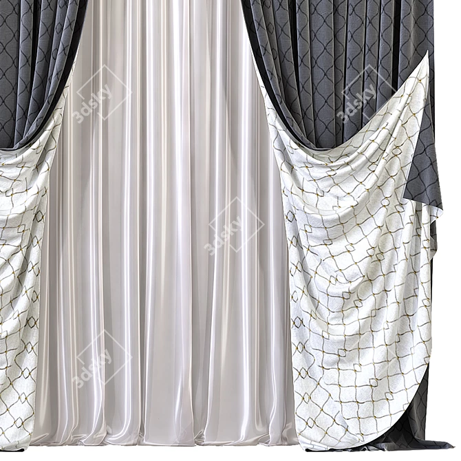 Elegant Drapes - Curtain 572 3D model image 3