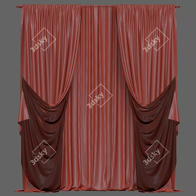 Elegant Drapes - Curtain 572 3D model image 5