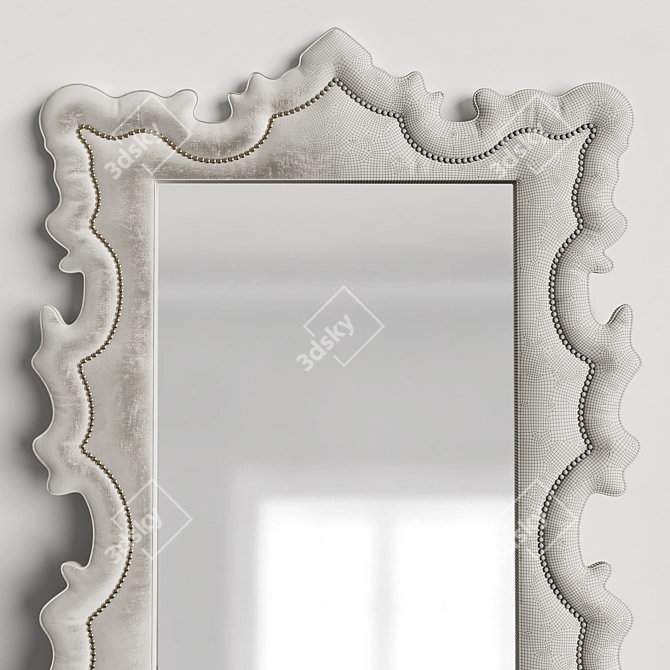 Elegant Velvet Frame Mirror 3D model image 2