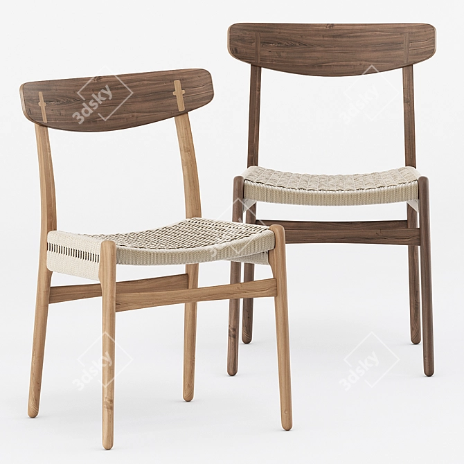 Sleek Oak CH23 Dining Chair by Carl Hansen 3D model image 1