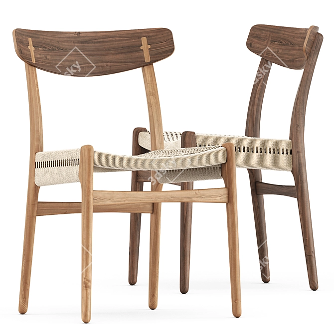 Sleek Oak CH23 Dining Chair by Carl Hansen 3D model image 9