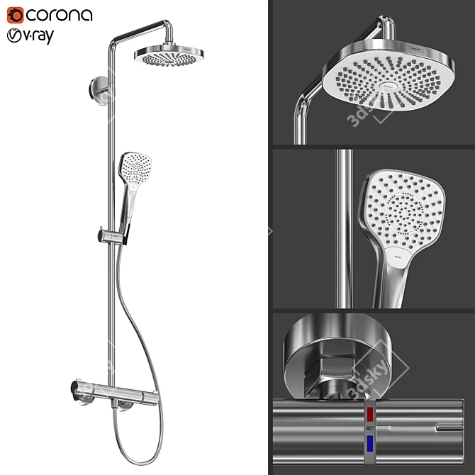 Hansgrohe Croma Select E 180: Ultimate Shower Column 3D model image 1