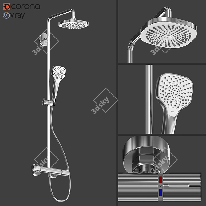 Hansgrohe Croma Select E 180: Ultimate Shower Column 3D model image 6