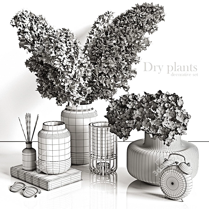 Botanical Bliss: Dry Plant Decor Set 3D model image 4