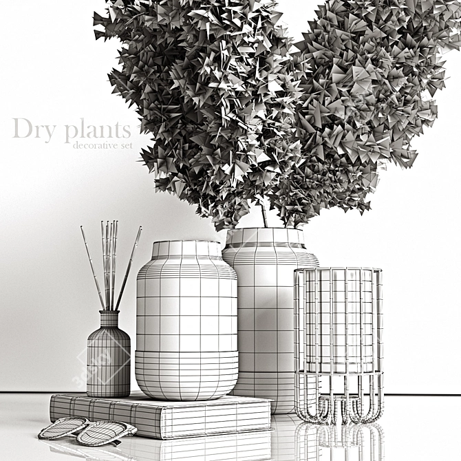 Botanical Bliss: Dry Plant Decor Set 3D model image 5